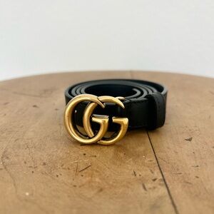Gucci Black Belt with Gold GG Buckle